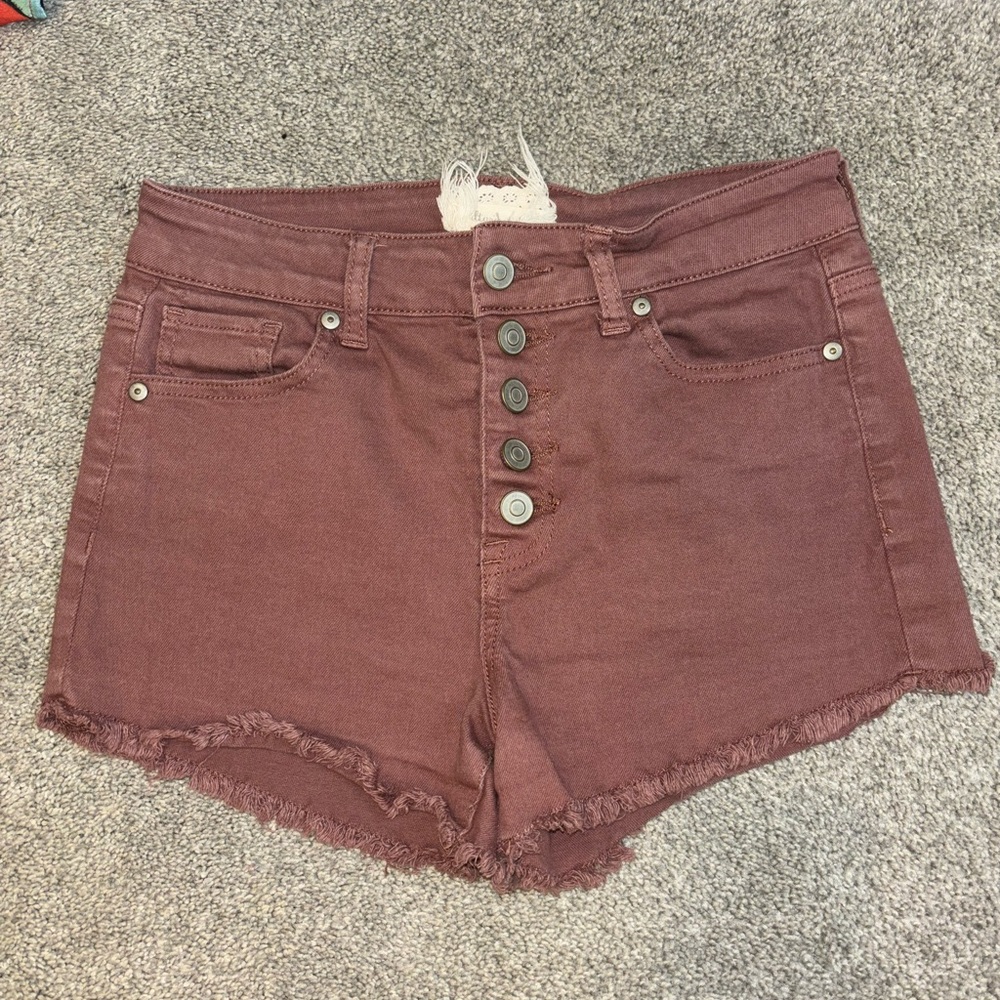 Juniors button fly cut off shorts